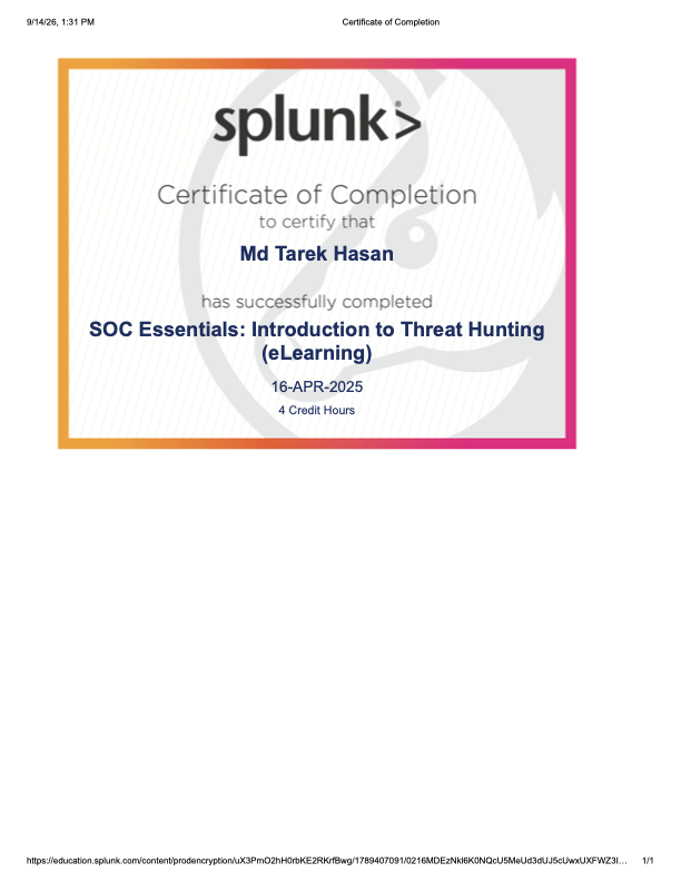 Certificate of Completion
